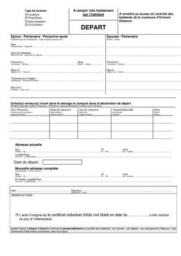 Formulaire départ de la commune